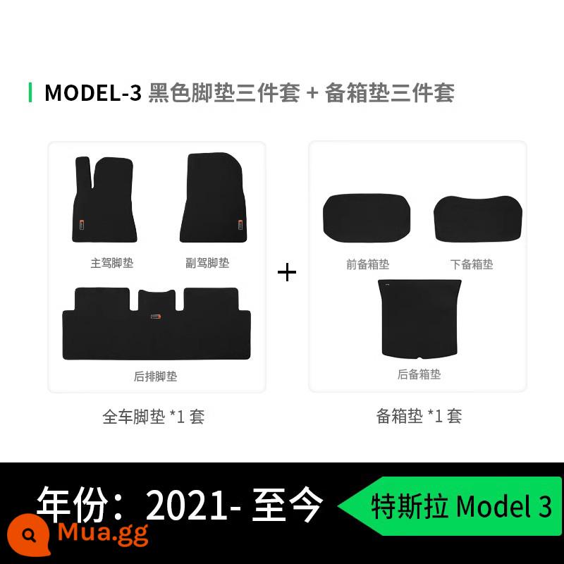 CICIDO thích hợp cho Tesla model3 model Y edamame thảm lót sàn ô tô đặc biệt phụ kiện nội thất - ✅Đen [Thảm trải sàn 3 mẫu hàng đầu + Bộ 6 tấm lót cốp xe] - Hàng có sẵn