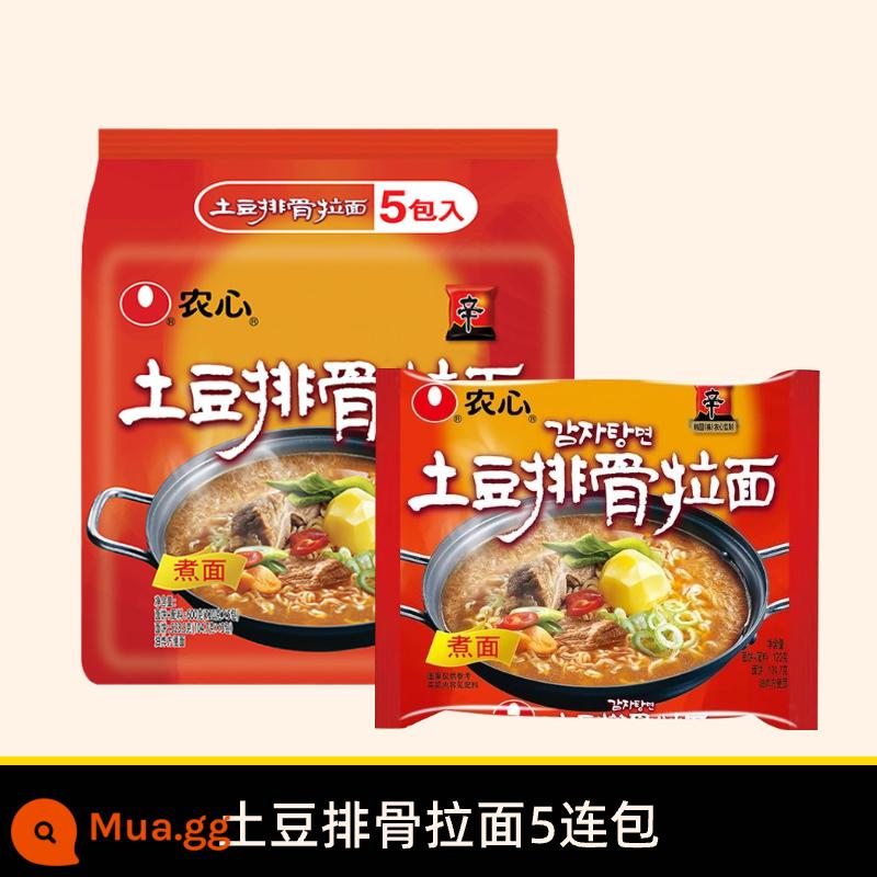 Nongshim Shin Ramen Bắp cải cay Mì lạnh Hàn Quốc Mì ăn liền Internet Người nổi tiếng Ramen Mì ăn liền lười Mì luộc nhiều gói - Ramen sườn khoai tây 5 gói