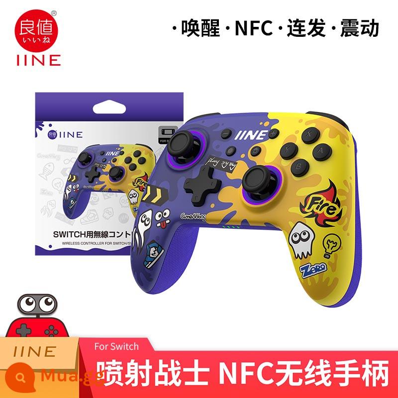 Tay cầm chơi game Switch PRO chính hãng giá trị tốt OLED NS rung không dây Bluetooth bật tay cầm trong suốt - Splatoon Blue Wake Bộ điều khiển NFC Mũ miễn phí L709