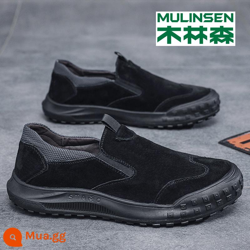 Mulinsen Bố Nam Mùa Hè Thoáng Khí Đế Dày Giày Đi Bộ Nam Leo Núi Thể Thao Slip-On Peas Giày Hợp Thời Trang - đen