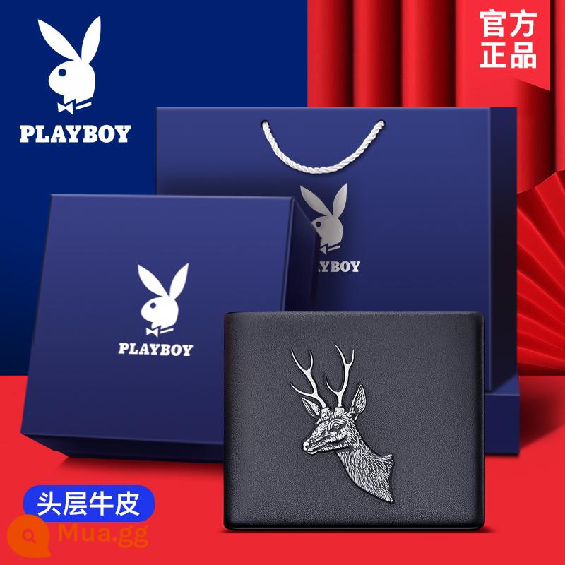 Ví nam Playboy da thật dung lượng lớn thương hiệu sành điệu giới trẻ bằng lái xe ví đựng tiền túi đựng thẻ tích hợp ví - [Hộp quà cao cấp] Da bò lớp 1 2099