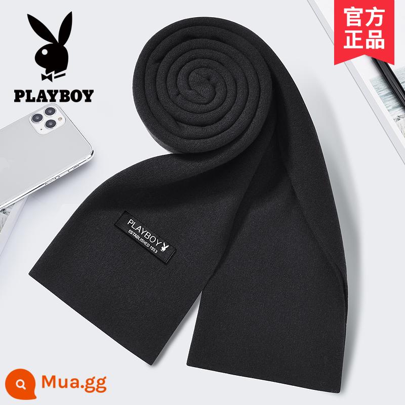 Khăn len Playboy nam thu đông ấm áp phiên bản Hàn Quốc cao cấp gửi bạn trai khăn choàng cổ chống lạnh - 6188 màu đen