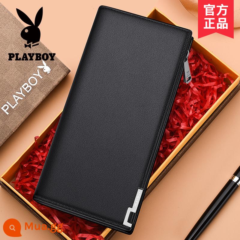 Túi Clutch Playboy Nam Ví Dài Bằng Lái Xe Tích Hợp Túi Đựng Thẻ Bố Túi Clutch Phong Cách Ví Clutch - Hạt trơn màu đen [hộp quà tặng bộ sưu tập da bò lớp đầu tiên]