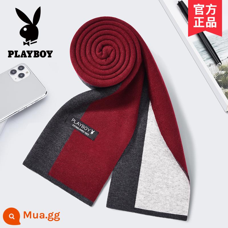 Khăn len Playboy nam thu đông ấm áp phiên bản Hàn Quốc cao cấp gửi bạn trai khăn choàng cổ chống lạnh - 6197 rượu vang đỏ