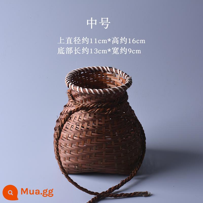 Giỏ tre handmade, giỏ cá nhỏ, giỏ tre nhỏ, giỏ tre, giỏ hái chè, giỏ đựng đồ, đạo cụ biểu diễn múa sân khấu - Trung bình (cổ điển)