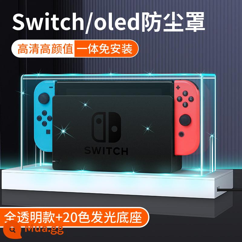 Công tắc che bụi dạ quang Nintendo switcholed máy chủ bảng điều khiển trò chơi hộp cơ sở ns bìa màn hình oled vỏ acrylic trong suốt vỏ bảo vệ hộp băng cassette túi lưu trữ hộp thẻ phụ kiện tản nhiệt - Tấm che bụi hoàn toàn trong suốt + Đế phát sáng 20 màu [phổ biến cho Switch/Oled]