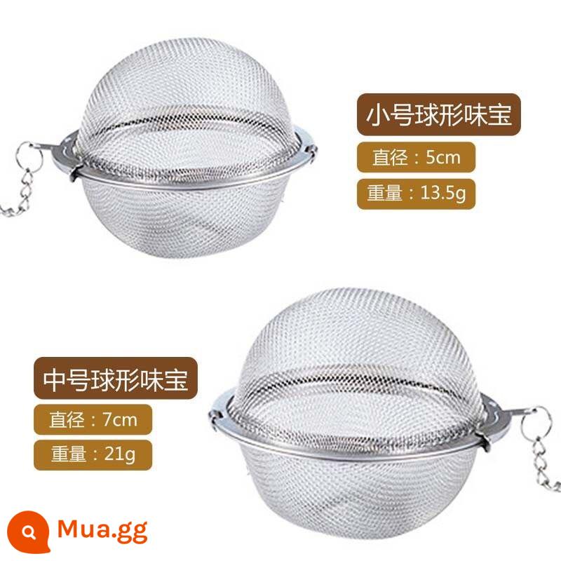 Gia vị mới túi bóng thép không gỉ 304 ướp gia vị bóng canh hầm hồi hộp đựng gia vị Weibao trà bóng - 304 nhỏ + vừa [5 + 7 cm]