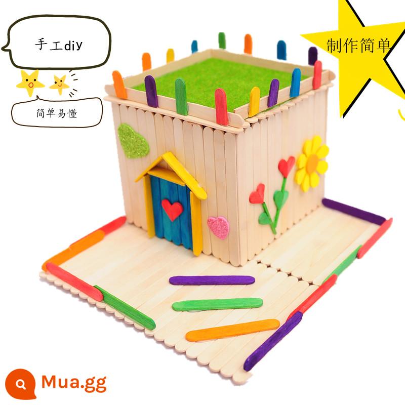 Que kem que gỗ Yidi que kem xây dựng mô hình nhà popsicle stick tự làm chất liệu handmade popsicle stick - Tôi yêu ngôi nhà của mình không có gói vật liệu trang trí