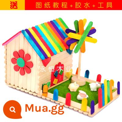 Que kem que gỗ Yidi que kem xây dựng mô hình nhà popsicle stick tự làm chất liệu handmade popsicle stick - Gói Vật liệu Nhà của Động vật [Vật liệu]