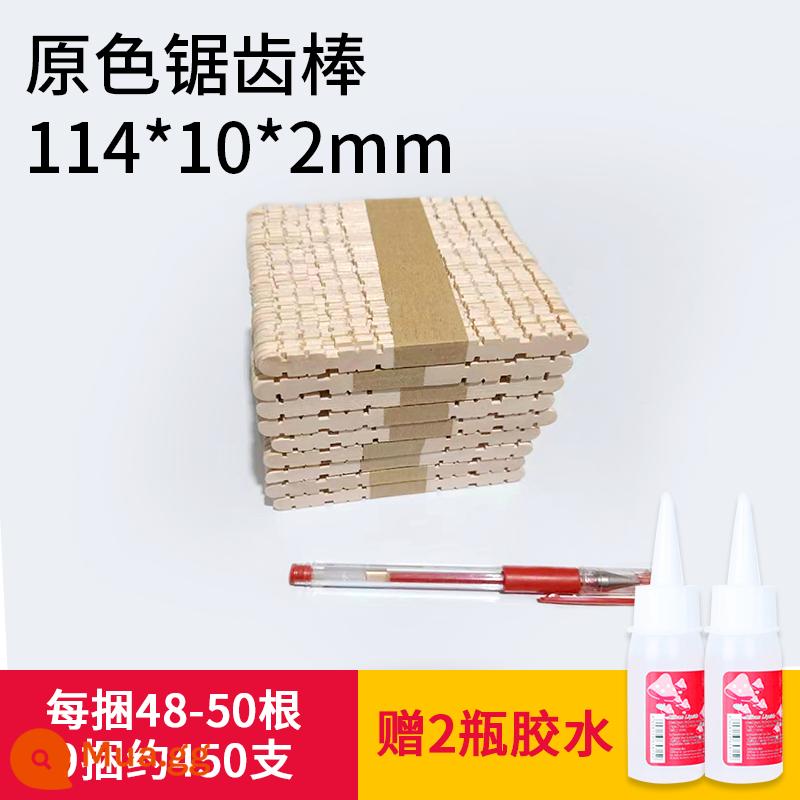 Que kem que gỗ Yidi que kem xây dựng mô hình nhà popsicle stick tự làm chất liệu handmade popsicle stick - Que răng cưa màu gốc 114mm, 8 bó, khoảng 400 miếng