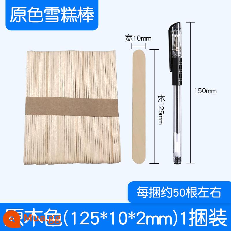 Que kem que gỗ Yidi que kem xây dựng mô hình nhà popsicle stick tự làm chất liệu handmade popsicle stick - Màu gốc 125*10*2mm, bó 10 cái, khoảng 500 miếng