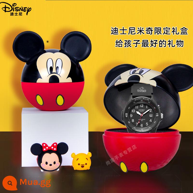 Disney Đồng Hồ Trẻ Em Học Sinh Nam Học Sinh Tiểu Học Dạ Quang Chống Nước Học Sinh Trung Học Cơ Sở Thể Thao Bé Trai Đồng Hồ Điện Tử - Màu đen chữ trắng + Bộ đồ Mickey