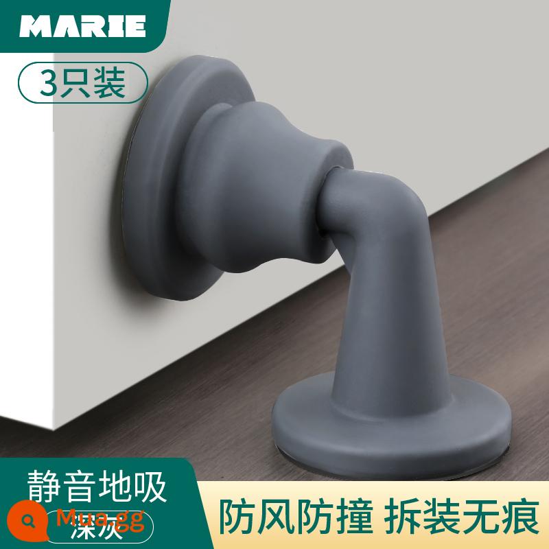 Cửa hút miễn phí đấm mới silicone chống va chạm chặn cửa cửa cảm ứng chặn cửa trang điểm cửa phòng cửa hút phía sau cửa hút cố định - Hút sàn 3 màu xám đậm