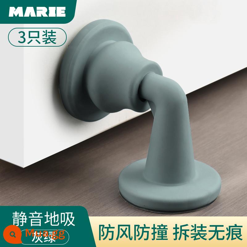 Cửa hút miễn phí đấm mới silicone chống va chạm chặn cửa cửa cảm ứng chặn cửa trang điểm cửa phòng cửa hút phía sau cửa hút cố định - Hút đất 3 xám xanh