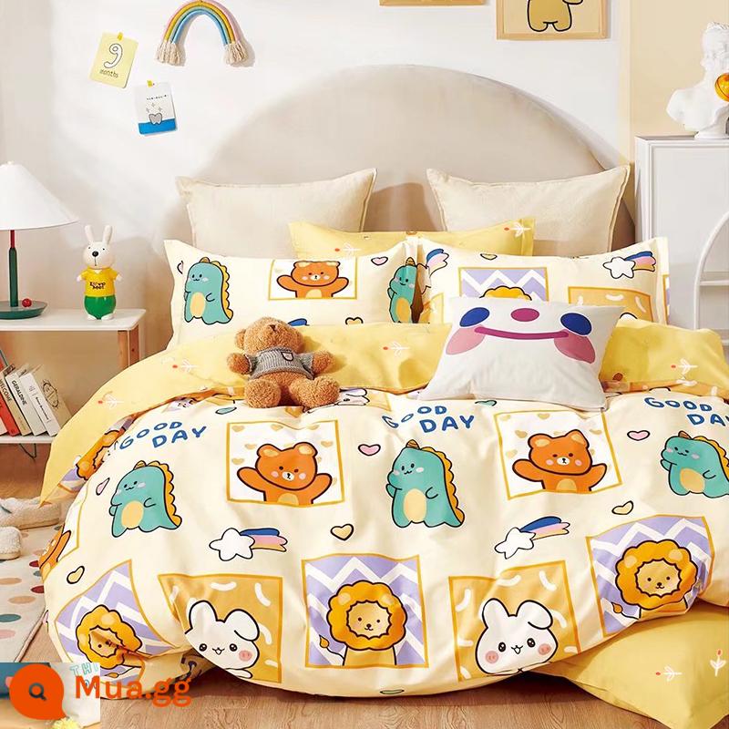 4 Bộ Cotton Nguyên Chất Cotton 100 Bé Trai Hoạt Hình Giường Vỏ Chăn Ga Gối Trẻ Em Đĩa Đơn 3 Khủng Long 4 - lễ hội hóa trang