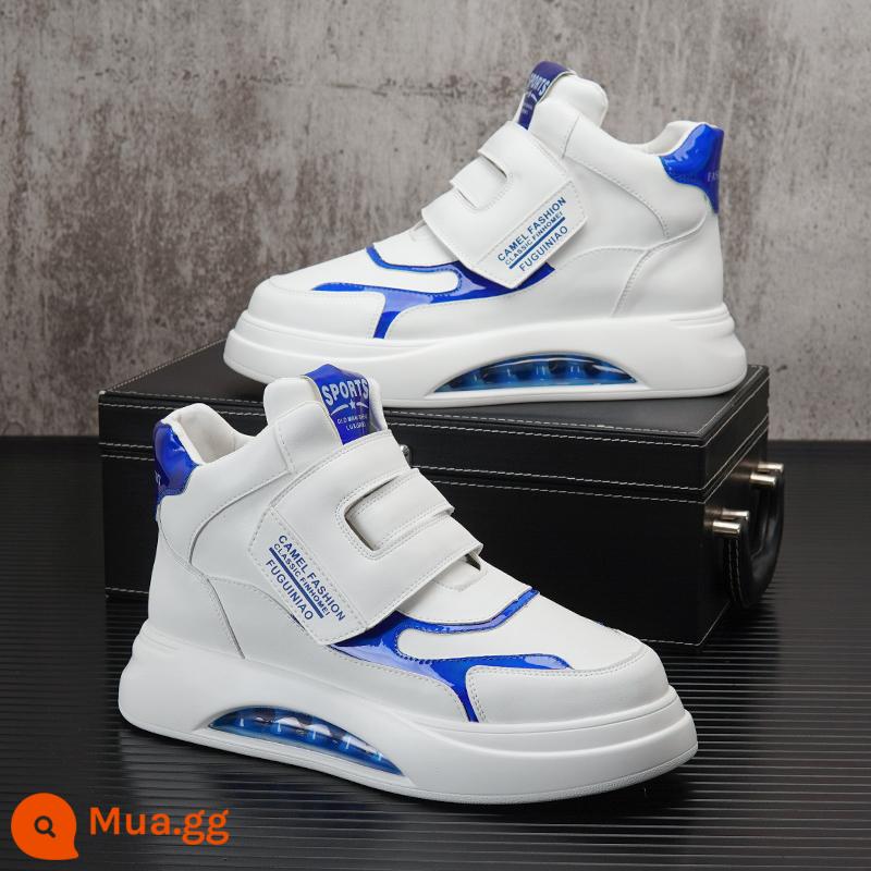 Nhà Ga Châu Âu Giày Nam Đệm Không Khí Giày Cao Cấp 2023 Xu Hướng Mới Giày Sneaker Nam Đế Dày Bên Trong Tăng Chiều Cao Giày Thường - Màu trắng xanh (phiên bản nâng cao)