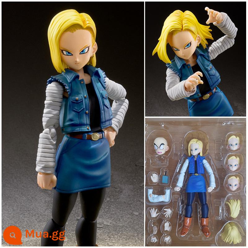 Trong nước shf Dragon Ball mô hình siêu di động Monkey King Vegeta Zamas Saiyan búp bê đồ chơi - Android số 18 (13cm đi kèm tượng đầu Krillin)