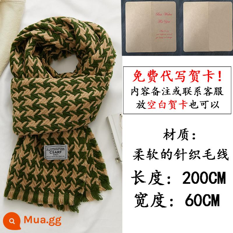 Khăn Houndstooth Nữ Mùa Đông 2022 Phiên Bản Hàn Quốc Mới Tất Cả Trận Giả Cashmere Học Sinh Ấm Áp Khăn Choàng Bé Gái Cảm Giác Cao Cấp - khăn choàng màu xanh đậm