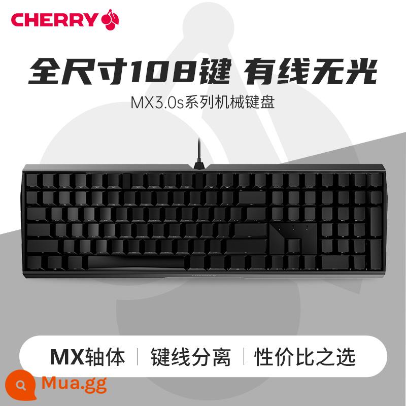 ANH ĐÀO Cherry MX3.0S IPL RGB Hợp Kim Nhôm Game Văn Phòng Thể Thao Điện Tử Cơ Trà Đen Xanh Đen Switch - Mẫu có dây-Đen mờ [108 phím]