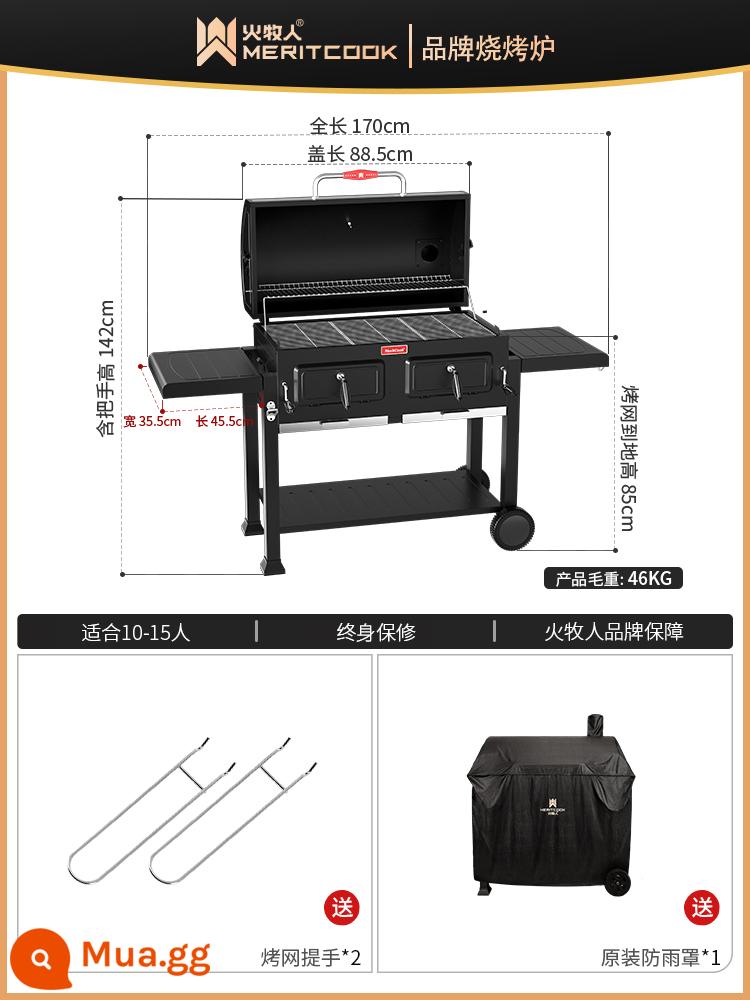 Fire Shepherd Vườn Vỉ Nướng BBQ Hộ Gia Đình Nướng Thịt Nướng Ngoài Trời Tiếp Liệu Bếp BBQ Lò Nướng Than Vỉ Nướng - Lò nướng Canglong [model nâng cấp]