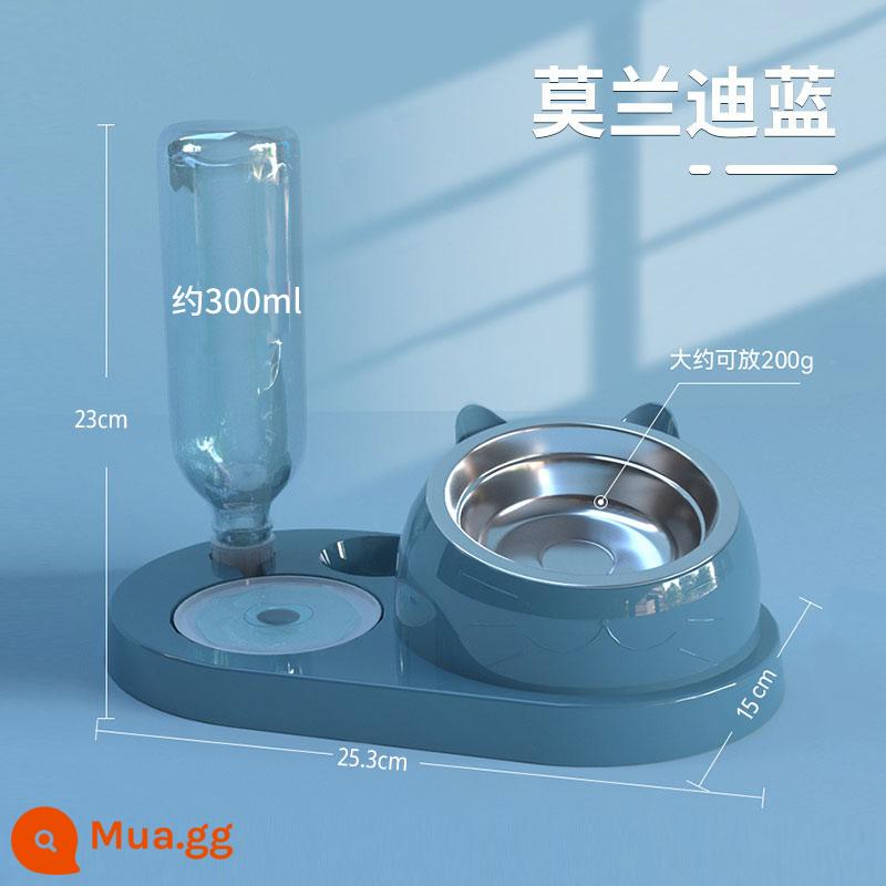 Cat Bowl Double Bowl Nước uống Tự động Dog Dog Bowl Dog Chap Pot Teddy Rice Bowl PET Uống nước Dog Dog Catamic Cat - Morandi Xanh-Nhỏ