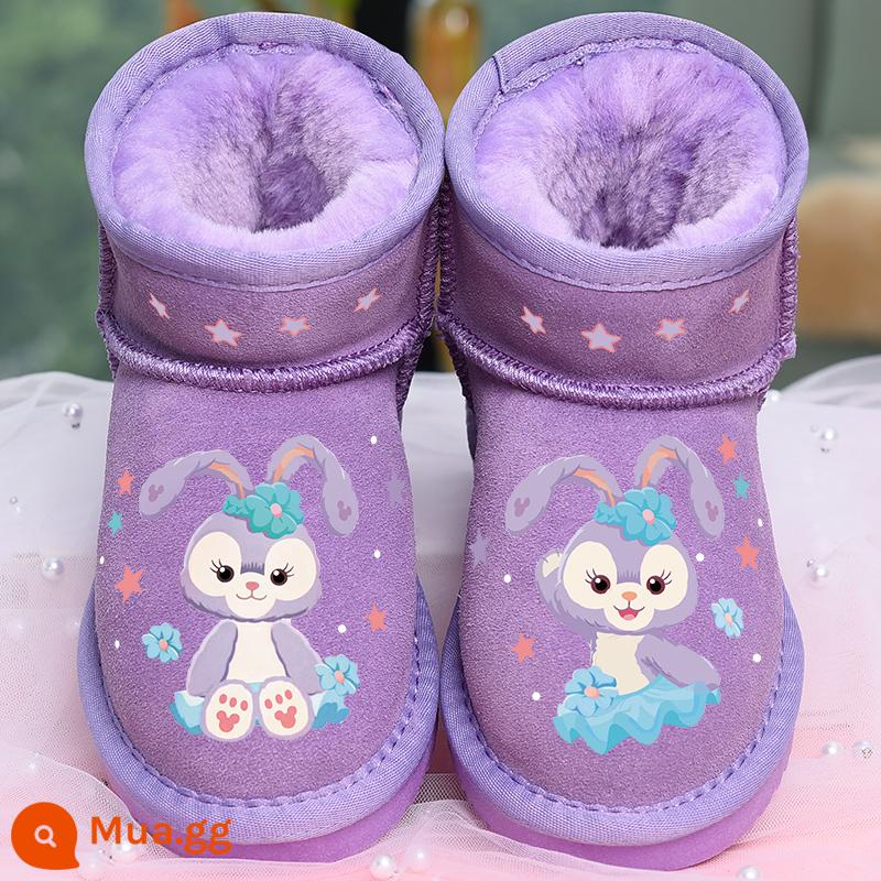 Giày bông tuyết cho trẻ em giày bông Girl cotton giày 2022 Mùa đông Giày trẻ em mới dành ấm cho trẻ em Boots - Màu tím