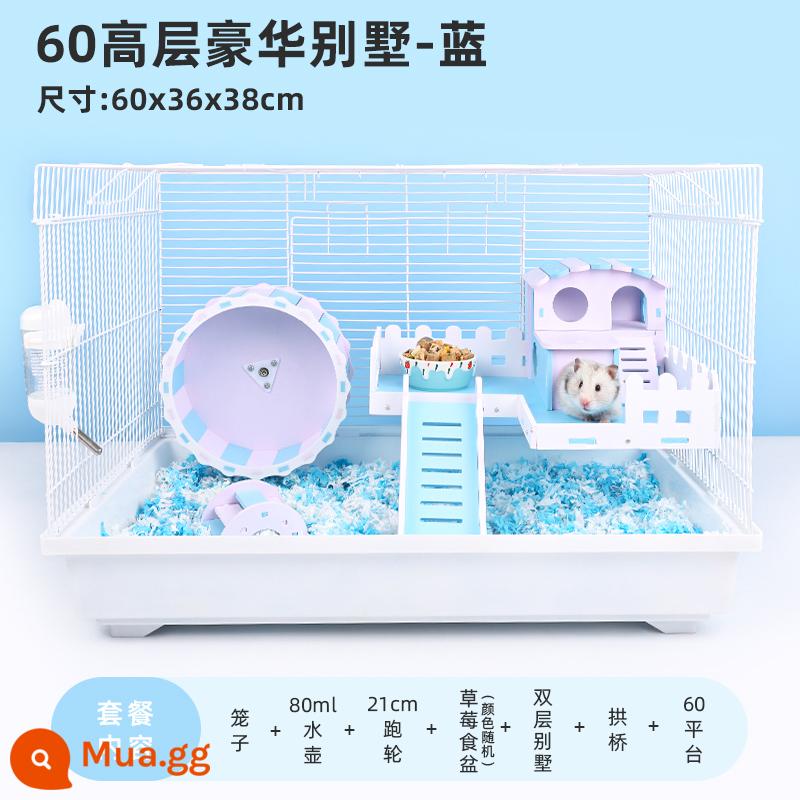 Lồng hamster gấu vàng chuyên dụng 60 villa lớn siêu rẻ 47 lồng cơ bản vật tư đầy đủ set nhỏ đầy đủ - [Ưu tiên Gấu Vàng] 60 biệt thự cao tầng sang trọng-màu xanh (gói quà chăn nuôi miễn phí)