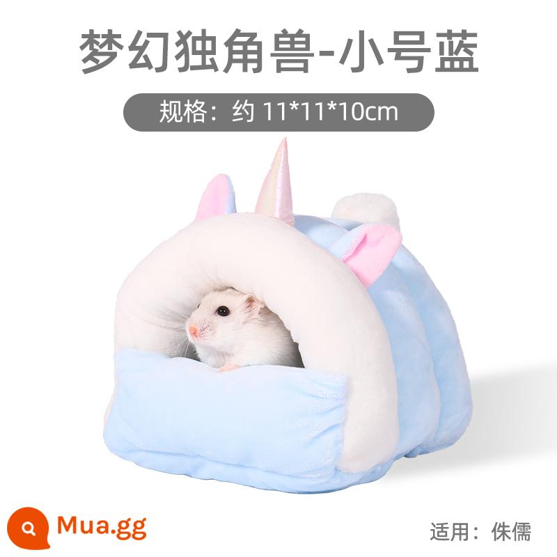 Hamster bông ấm tổ gấu vàng mùa đông tổ nhỏ mật ong túi lượn hoa cành chuột trốn nhà mùa đông đồ dùng mùa đông - Yêu tinh một sừng màu xanh lam (lùn, đàn con)