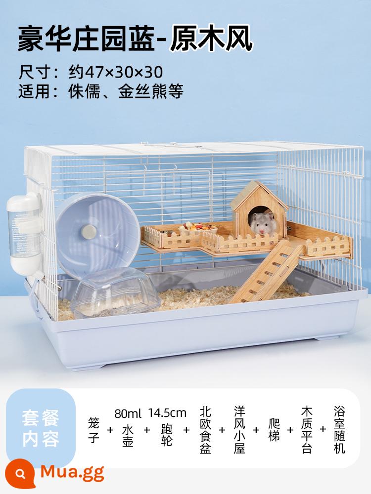 Lồng hamster gấu vàng chuyên dụng 60 villa lớn siêu rẻ 47 lồng cơ bản vật tư đầy đủ set nhỏ đầy đủ - [Lựa chọn hàng đầu của ngày hôm nay] Phong cách Blue-Log sang trọng của Manor (Gói quà tặng nhân giống miễn phí)