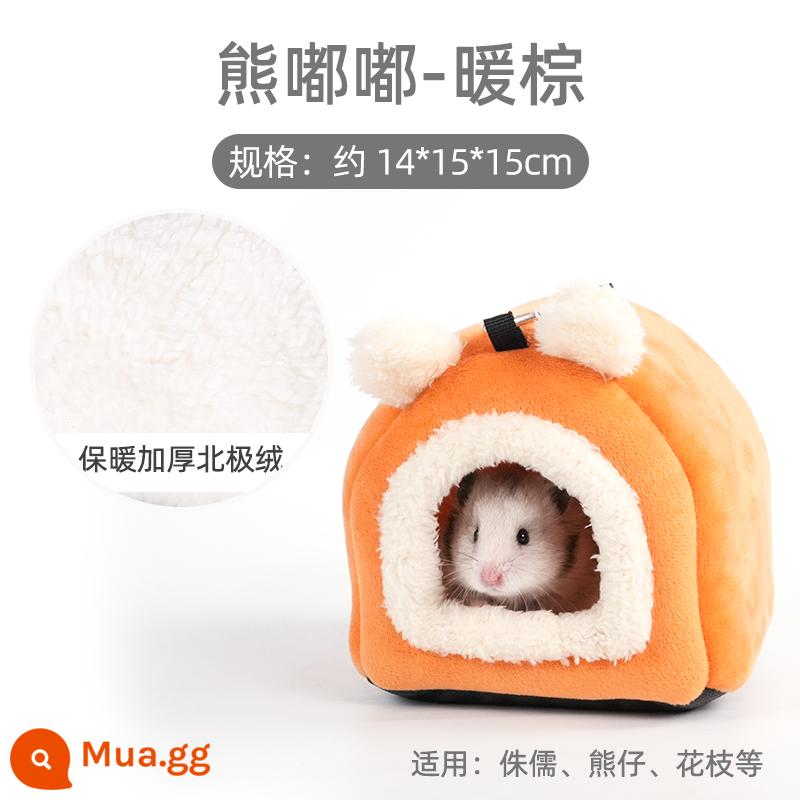 Hamster bông ấm tổ gấu vàng mùa đông tổ nhỏ mật ong túi lượn hoa cành chuột trốn nhà mùa đông đồ dùng mùa đông - [Ấm đôi] Gấu Dudu-Nâu ấm áp