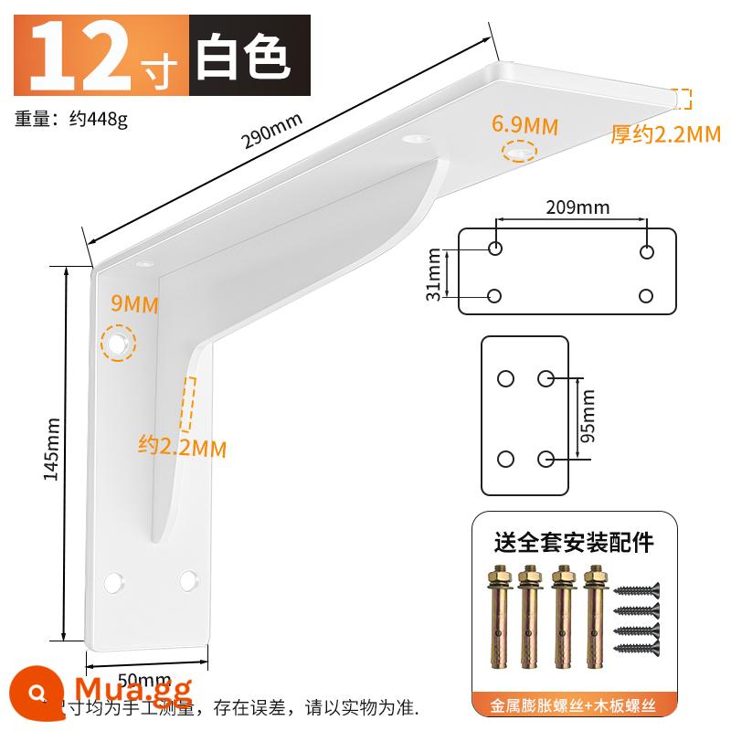 Khung đỡ hình tam giác treo tường bàn treo tủ tivi chịu lực chân đế giá đỡ ba chân cố định góc sắt - Trắng 12 inch = 30 cm (chịu được 600 pound)