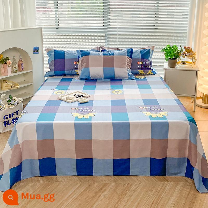 Tấm bông đơn mảnh 100 cotton ký túc xá sinh viên đơn 1.2 mùa đông chăn ga gối 3 bộ chăn ga gối - Thời gian vui vẻ (Đã kiểm tra chất lượng: ✅100% cotton nguyên chất)