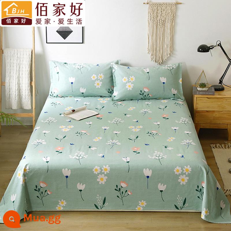 100 tấm cotton đơn mảnh đôi 1,5m tấm cotton lưới chăn màu đỏ vỏ gối đơn 2 bộ ba mảnh 1.2 đơn - Mùa hoa nở như giấc mơ (vải dày)