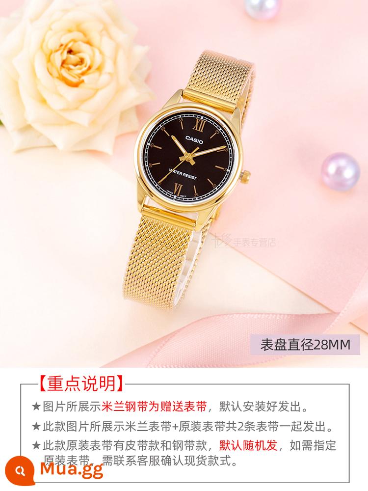 Đồng hồ nữ thương hiệu CASIO nữ 2023 xu hướng thời trang mới đồng hồ nữ phong cách đơn giản chống thấm nước - Dây đeo Milan LV005GL-1B2 + dây đeo chính hãng, tổng cộng 2 dây