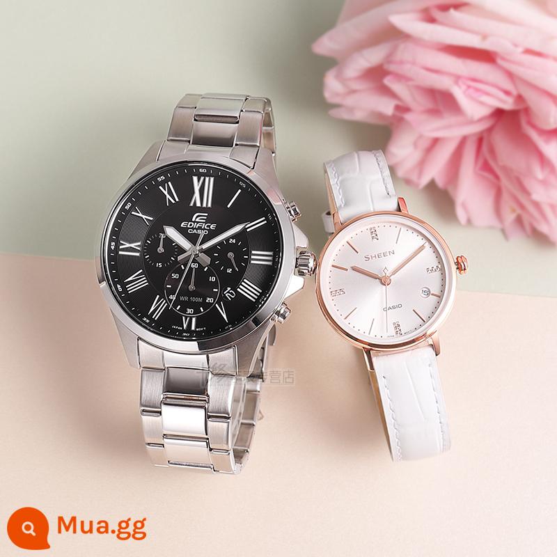 Đồng hồ cặp đôi 2022 CASIO thời trang chống nước đồng hồ cặp nam nữ đồng hồ casio cặp đồng hồ cặp 1314 - 14.EFV-500D-1A&SHE-4048PGL-7A