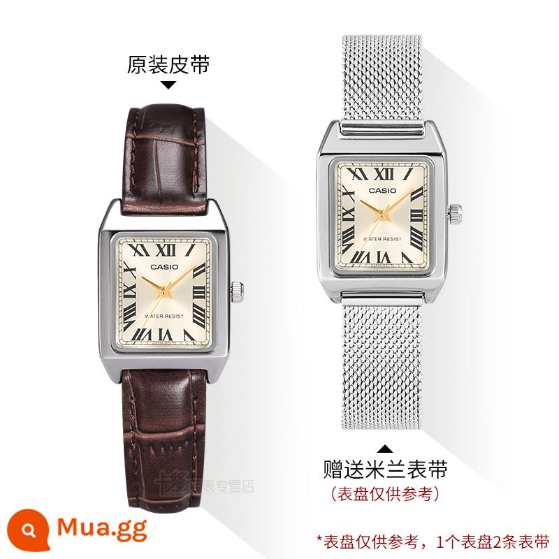 Quà tặng năm mới Đồng hồ CASIO nữ ins phong cách đơn giản khí chất đồng hồ nữ thời trang sinh viên chống thấm nước đồng hồ nữ - LTP-V007L-9B Dây thép Milan + dây chính hãng, tổng cộng 2 dây