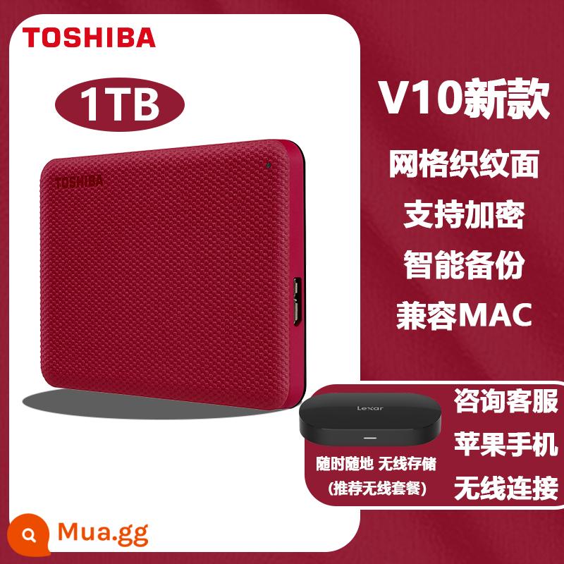 Ổ cứng di động toshiba 1t nhỏ màu đen a5 tốc độ cao 3.0 Apple lưu điện thoại di động gắn ngoài cơ 2t 4t không thể rắn - V10-1TB kết cấu hoàn thiện màu đỏ