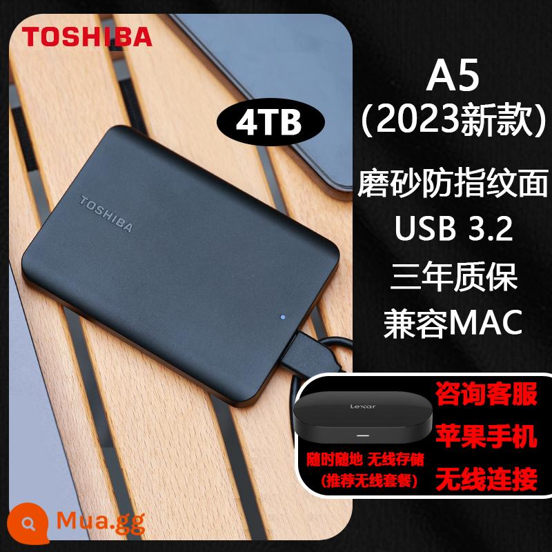 Ổ cứng di động toshiba 1t nhỏ màu đen a5 tốc độ cao 3.0 Apple lưu điện thoại di động gắn ngoài cơ 2t 4t không thể rắn - A5-4TB mờ (mẫu mới 2023) màu đen