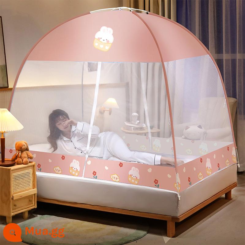 Mùng yurt không cần lắp đặt phòng ngủ gia đình giường 1.2m khung mái chống bụi 2023 chống ngã trẻ em mẫu mới - Áo hình thỏ/vải hoa chống bụi và cản sáng