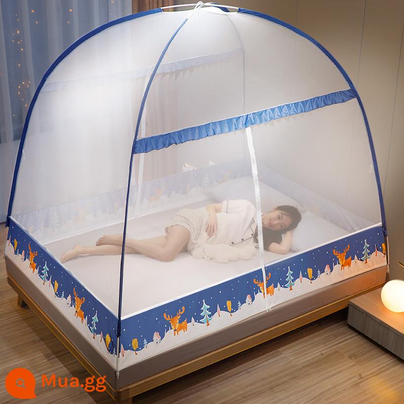 Mùng yurt không cần lắp đặt phòng ngủ gia đình giường 1.2m khung mái chống bụi 2023 chống ngã trẻ em mẫu mới - Áo gạc/hươu tuyết đơn giản và thoáng khí