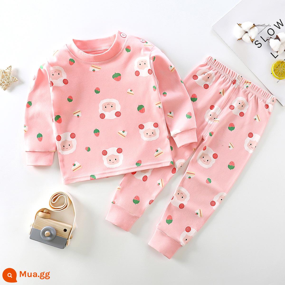 Bộ quần áo mùa thu trẻ em, đồ lót cotton nguyên chất cho bé, áo len cotton, đồ ngủ trẻ em, đồ mặc nhà cho bé trai và bé gái, quần áo mùa thu và quần vệ sinh - Bông nguyên chất loại A C27