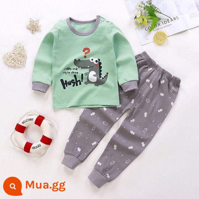 Bộ quần áo mùa thu trẻ em, đồ lót cotton nguyên chất cho bé, áo len cotton, đồ ngủ trẻ em, đồ mặc nhà cho bé trai và bé gái, quần áo mùa thu và quần vệ sinh - Bông nguyên chất loại A C33