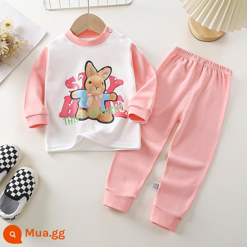 Bộ quần áo mùa thu trẻ em, đồ lót cotton nguyên chất cho bé, áo len cotton, đồ ngủ trẻ em, đồ mặc nhà cho bé trai và bé gái, quần áo mùa thu và quần vệ sinh - Bông nguyên chất loại A C16