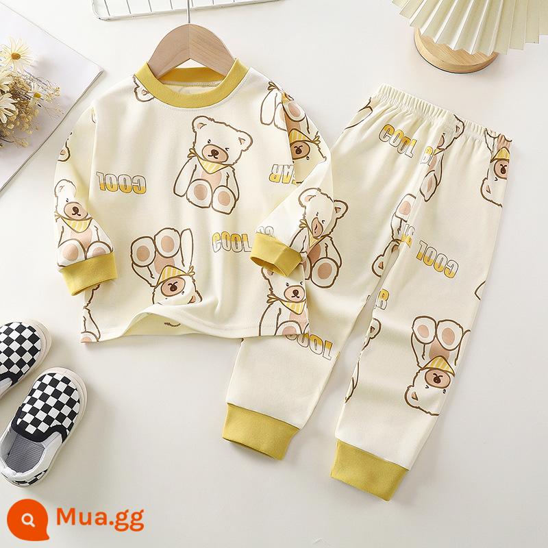 Bộ quần áo mùa thu trẻ em, đồ lót cotton nguyên chất cho bé, áo len cotton, đồ ngủ trẻ em, đồ mặc nhà cho bé trai và bé gái, quần áo mùa thu và quần vệ sinh - Bông nguyên chất loại A C07