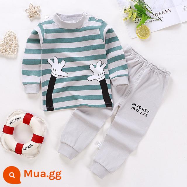 Bộ quần áo mùa thu trẻ em, đồ lót cotton nguyên chất cho bé, áo len cotton, đồ ngủ trẻ em, đồ mặc nhà cho bé trai và bé gái, quần áo mùa thu và quần vệ sinh - Bông nguyên chất loại A C08