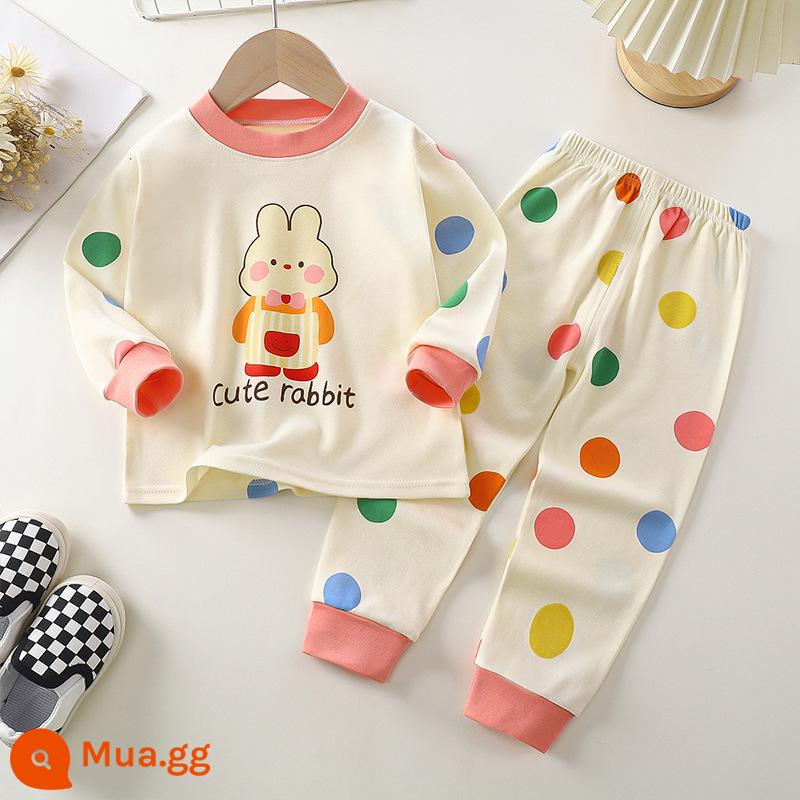 Bộ quần áo mùa thu trẻ em, đồ lót cotton nguyên chất cho bé, áo len cotton, đồ ngủ trẻ em, đồ mặc nhà cho bé trai và bé gái, quần áo mùa thu và quần vệ sinh - Bông nguyên chất loại A C04