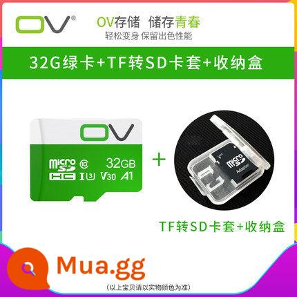 Thẻ nhớ OV 32g c10 lưu trữ tốc độ cao thẻ sd lái xe ghi thẻ tf chuyên dụng thẻ nhớ điện thoại di động 32g - Thẻ xanh 32g + ngăn đựng thẻ SD + hộp đựng