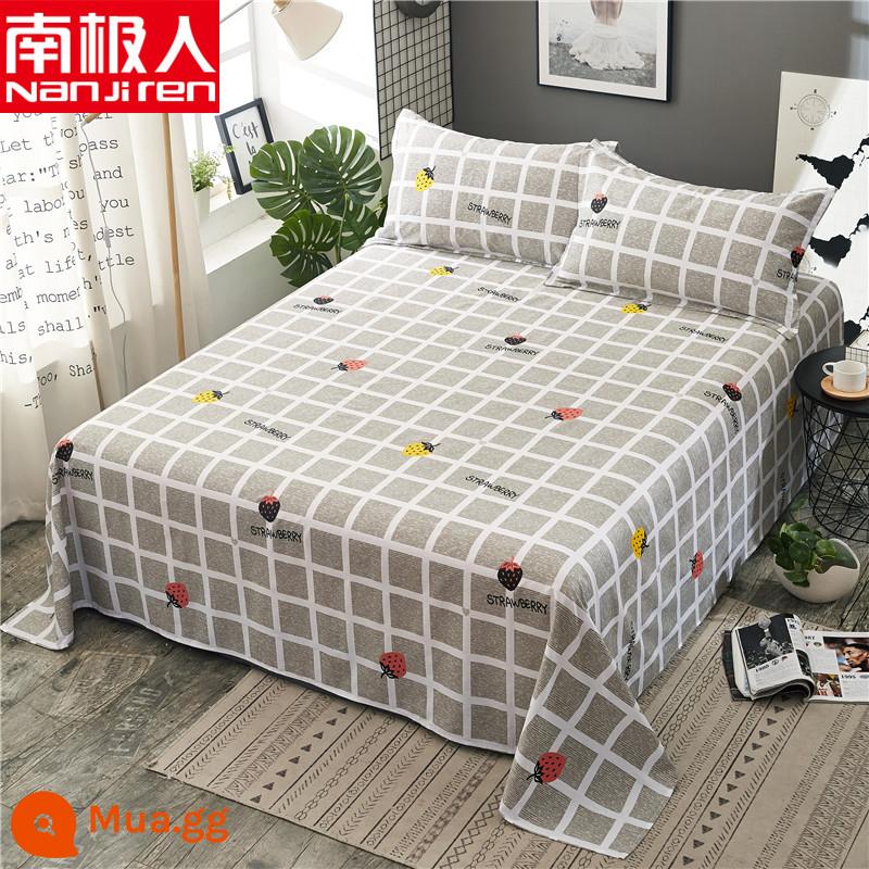 Người Nam Cực đã giặt ga trải giường cotton ký túc xá đơn sinh viên giường đôi 1,5m ký túc xá trẻ em ga chăn nam - kẻ sọc dâu tây