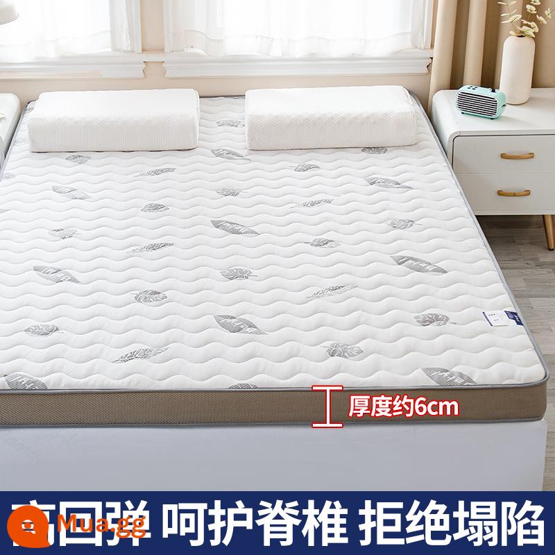 Nệm đệm nhà dày chiếu tatami chiếu ký túc xá sinh viên nệm đơn cứng chiếu mùa đông cho thuê thảm đặc biệt - Chiều cao 6cm-màu trắng lá sóng ba chiều [Lưới thoáng khí mắt chim-Nệm bốn mùa-Hút ẩm và mồ hôi]