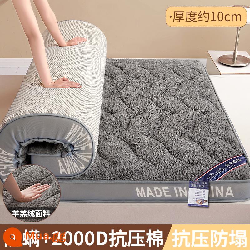 Nệm đệm nhà dày chiếu tatami chiếu ký túc xá sinh viên nệm đơn cứng chiếu mùa đông cho thuê thảm đặc biệt - Chiều cao 10cm-Màu xám nhung cừu [Phong cách ấm áp mùa đông-Lưới thoáng khí dưới mắt chim]